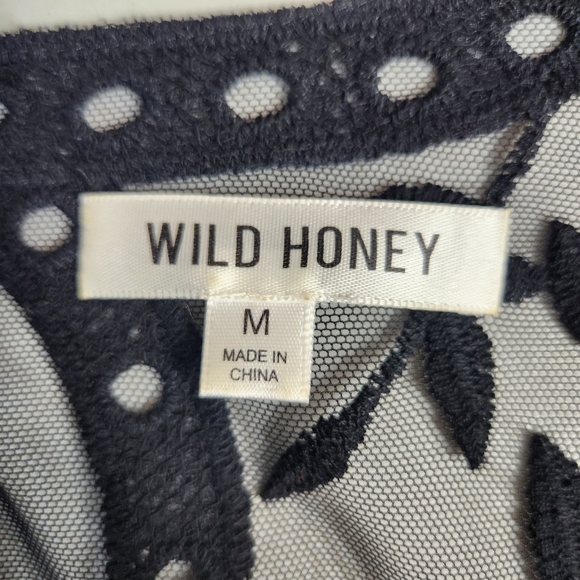 Wild Honey Womens |M| Black Lace Long Sleeve Deep V Dress - Picture 7 of 9